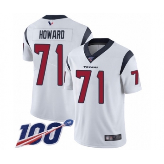 Men's Houston Texans #71 Tytus Howard White Vapor Untouchable Limited Player 100th Season Football Jersey - Ujersey