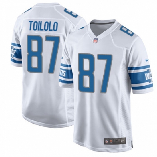 Men's Nike Detroit Lions #87 Levine Toilolo Game White NFL Jersey - Ujersey