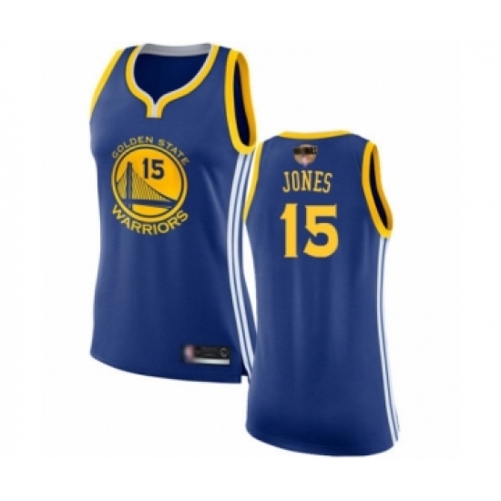 Women's Golden State Warriors #15 Damian Jones Swingman Royal Blue 2019 Basketball Finals Bound Basketball Jersey - Icon Edition - Ujersey
