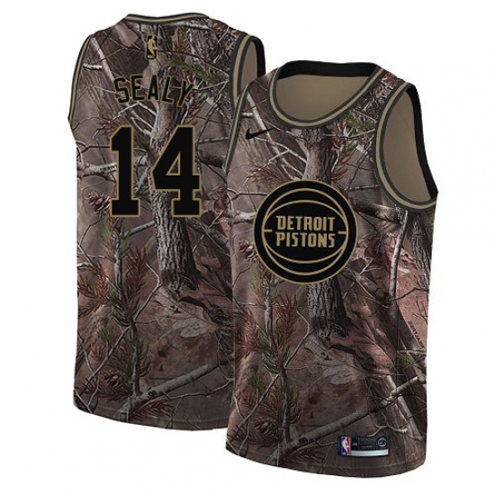 Men's Nike Detroit Pistons #14 Malik Sealy Camo NBA Swingman Realtree Collection Jersey - Ujersey
