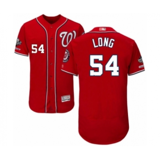 Men's Washington Nationals #54 Kevin Long Red Alternate Flex Base Authentic Collection 2019 World Series Champions Baseball Jersey - Ujersey
