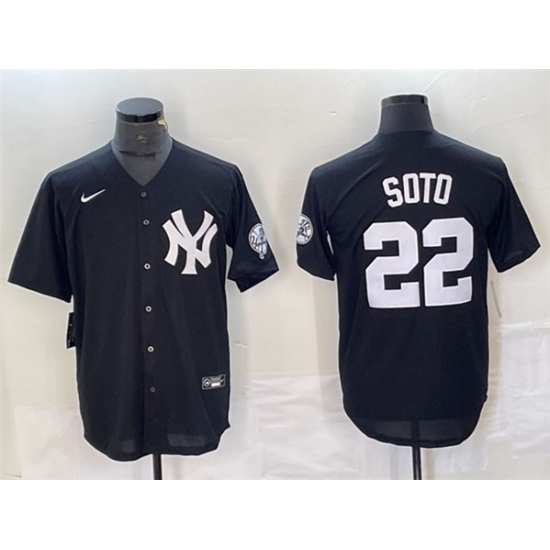 Men's New York Yankees #22 Juan Soto Black Cool Base  Stitched Baseball Jersey - ujerseystore