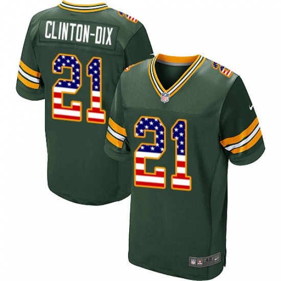 Men's Nike Green Bay Packers #21 Ha Clinton-Dix Elite Green Home USA Flag Fashion NFL Jersey - ujerseystore
