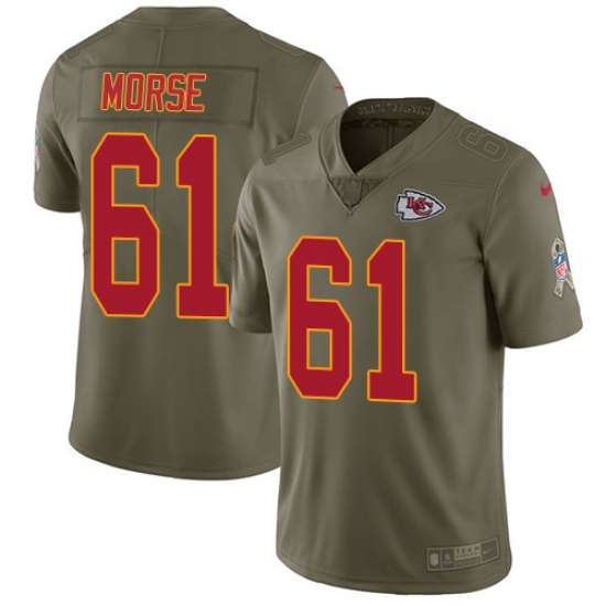 Youth Nike Kansas City Chiefs #61 Mitch Morse Limited Olive 2017 Salute to Service NFL Jersey - Ujersey