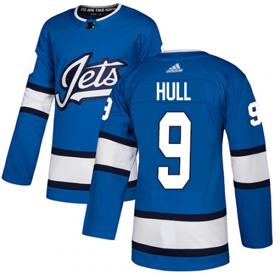 Men's Adidas Winnipeg Jets #9 Bobby Hull Authentic Blue Alternate NHL Jersey - Ujersey