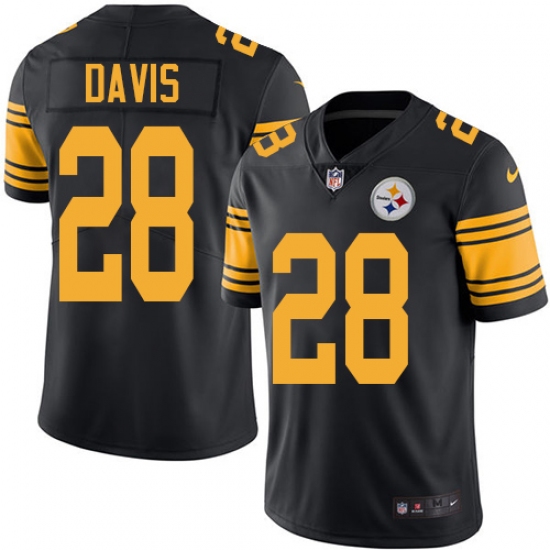 Men's Nike Pittsburgh Steelers #28 Sean Davis Limited Black Rush Vapor Untouchable NFL Jersey - Ujersey