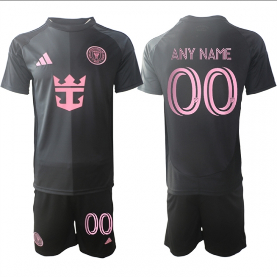 Men's Inter Miami CF Custom 2025 Black Away Soccer Jersey Suit - Ujersey