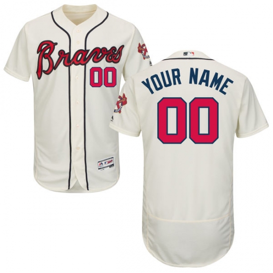 Men's Atlanta Braves Majestic Alternate Ivory Flex Base Authentic Collection Custom Jersey - Ujersey
