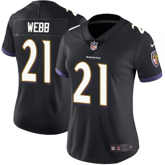 Women's Nike Baltimore Ravens #21 Lardarius Webb Black Alternate Vapor Untouchable Limited Player NFL Jersey - Ujersey