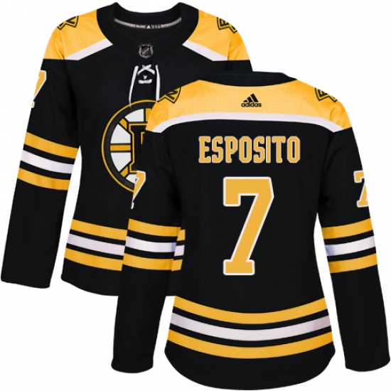 Women's Adidas Boston Bruins #7 Phil Esposito Authentic Black Home NHL Jersey - Ujersey