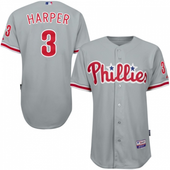 Youth Philadelphia Phillies #3 Bryce Harper Grey Cool Base Stitched MLB Jersey - Ujersey