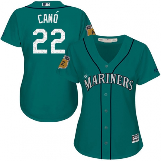 Women's Majestic Seattle Mariners #22 Robinson Cano Authentic Aqua 2017 Spring Training Cool Base MLB Jersey