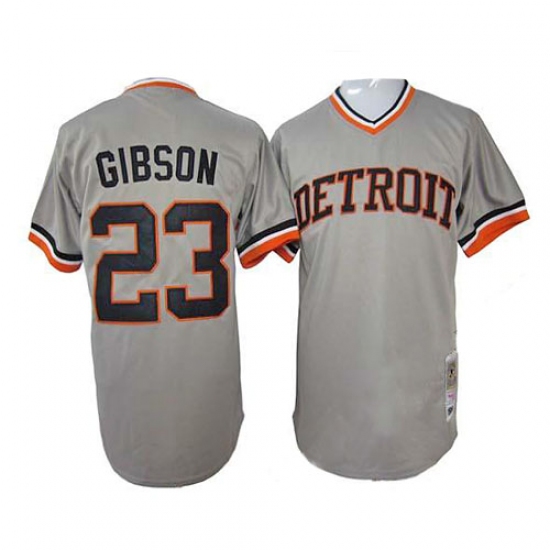 Men's Mitchell and Ness 1968 Detroit Tigers #23 Kirk Gibson Authentic Grey Throwback MLB Jersey - Ujersey