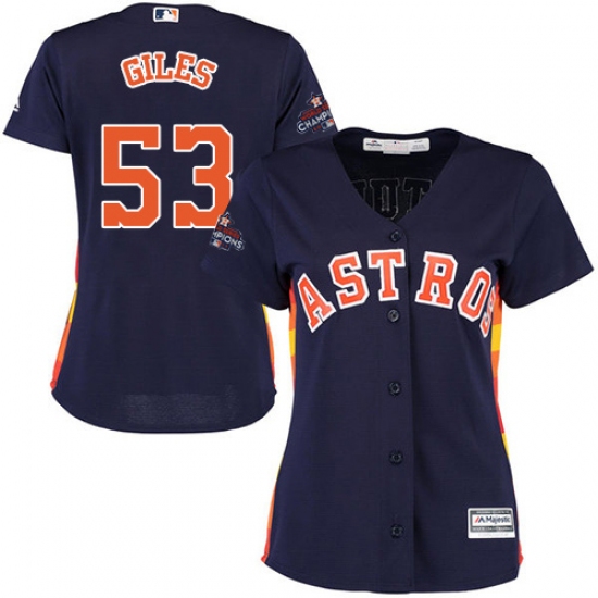 Women's Majestic Houston Astros #53 Ken Giles Authentic Navy Blue Alternate 2017 World Series Champions Cool Base MLB Jersey - Ujersey