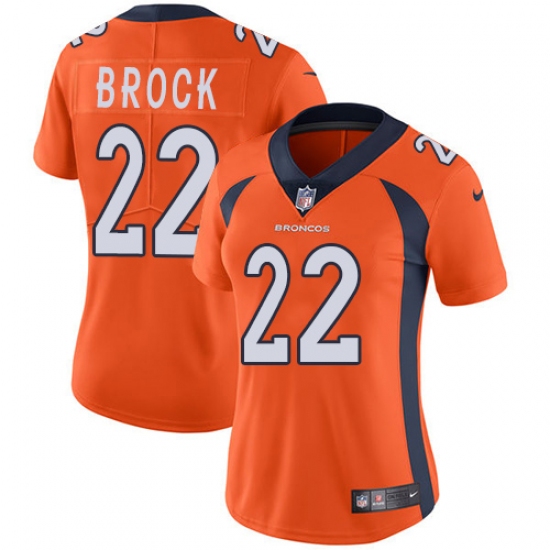 Women Nike Denver Broncos #22 Tramaine Brock Orange Team Color Vapor Untouchable Elite Player NFL Jersey - Ujersey