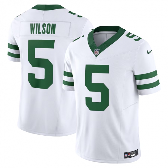 Men's New York Jets #5 Garrett Wilson White 2023 F.U.S.E. Vapor Limited Throwback Stitched Football Jersey - Ujersey