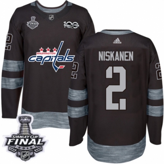 Men's Adidas Washington Capitals #2 Matt Niskanen Authentic Black 1917-2017 100th Anniversary 2018 Stanley Cup Final NHL Jersey - Ujersey
