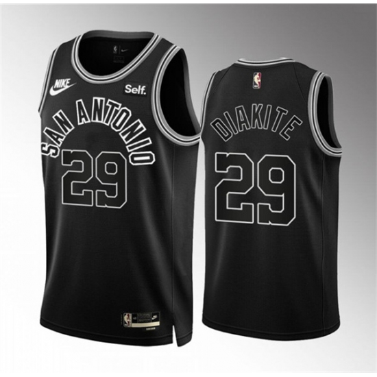 Men's San Antonio Spurs #29 Mamadi Diakite Black Icon Edition Stitched Basketball Jersey - Ujersey