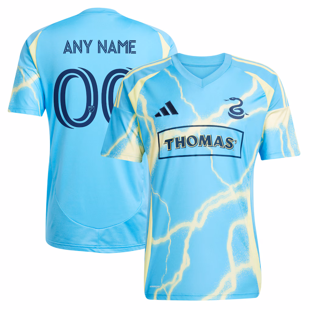 Men's Philadelphia Union adidas Blue 2025 The Voltage Kit Replica Custom Jersey
