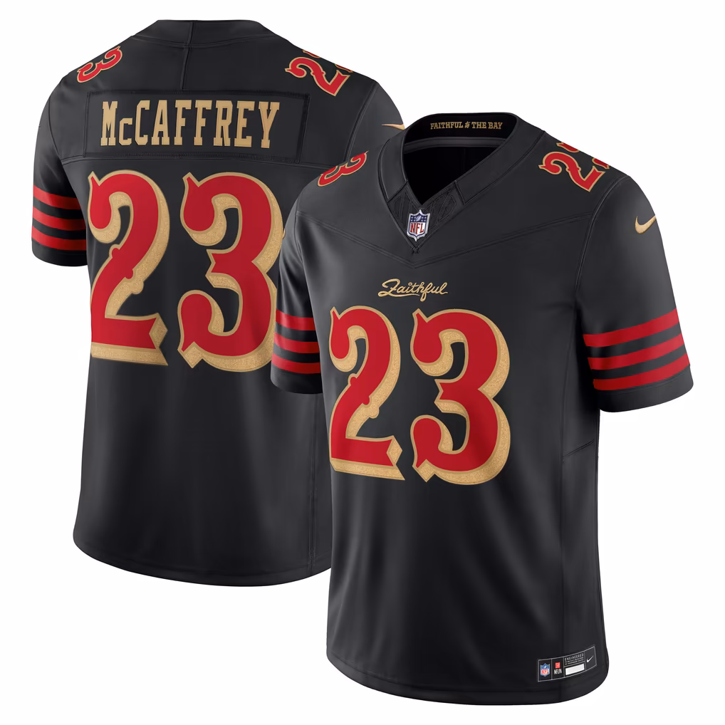 Men's San Francisco 49ers Christian McCaffrey Nike Black Rivalries Collection Stitched Limited Jersey - Ujersey