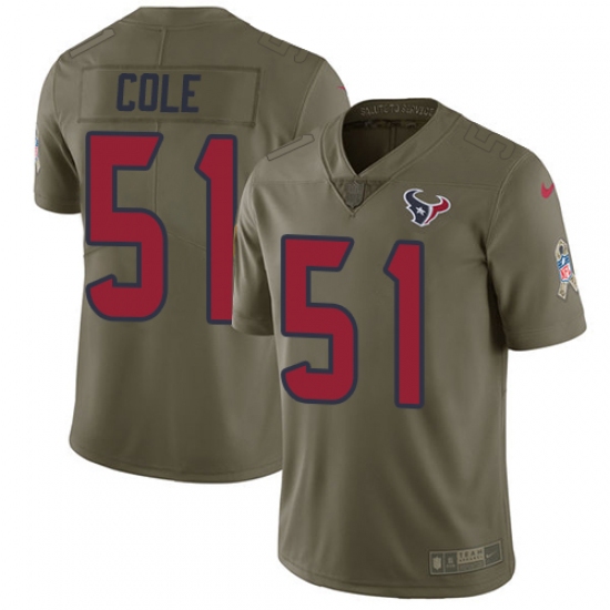 Youth Nike Houston Texans #51 Dylan Cole Limited Olive 2017 Salute to Service NFL Jersey - Ujersey