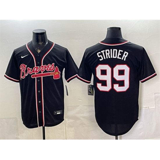 Men's Atlanta Braves #99 Spencer Strider 2026 Fashion Replica Black Out Stitched Baseball Jersey - Ujersey