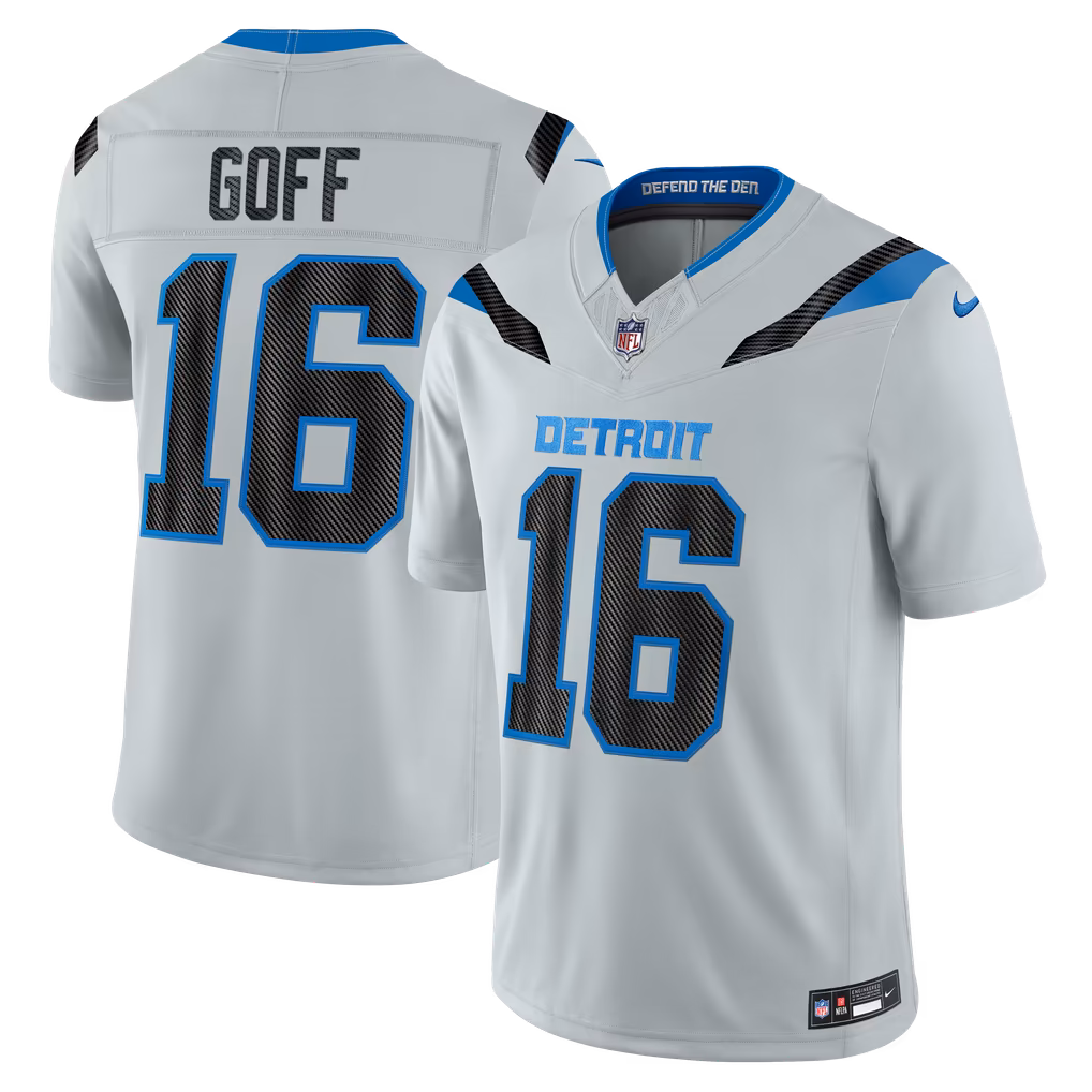 Men's Detroit Lions Jared Goff Nike Silver 2026 Rivalries Collection Stitched Limited Jersey - Ujersey