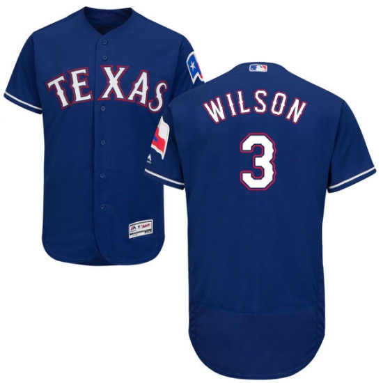Men's Majestic Texas Rangers #3 Russell Wilson Royal Blue Alternate Flex Base Authentic Collection MLB Jersey - Ujersey