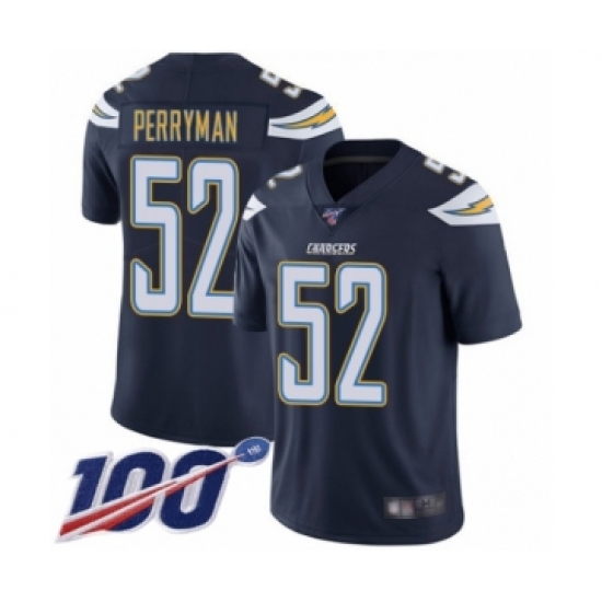 Men's Los Angeles Chargers #52 Denzel Perryman Navy Blue Team Color Vapor Untouchable Limited Player 100th Season Football Jersey - Ujersey