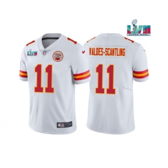 Men's Kansas City Chiefs #11 Marquez Valdes-Scantling White Super Bowl LVII Patch Vapor Untouchable Limited Stitched Jersey - Ujersey