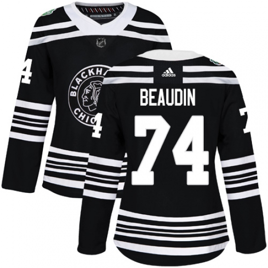 Women's Adidas Chicago Blackhawks #74 Nicolas Beaudin Authentic Black 2019 Winter Classic NHL Jersey - Ujersey