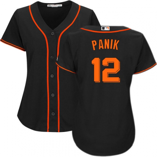 Women's Majestic San Francisco Giants #12 Joe Panik Replica Black Alternate Cool Base MLB Jersey - Ujersey