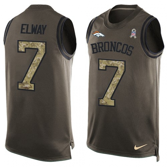Men's Nike Denver Broncos #7 John Elway Limited Green Salute to Service Tank Top NFL Jersey - Ujersey