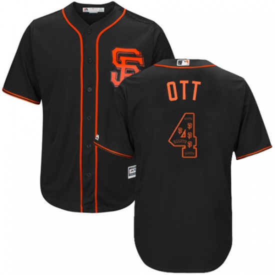 Men's Majestic San Francisco Giants #4 Mel Ott Authentic Black Team Logo Fashion Cool Base MLB Jersey - Ujersey