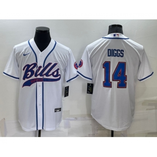 Men's Buffalo Bills #14 Stefon Diggs White Stitched Cool Base Nike Baseball Jersey - Ujersey
