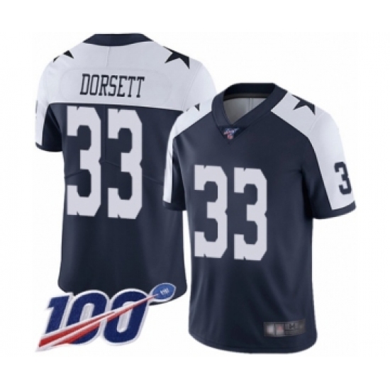 Men's Dallas Cowboys #33 Tony Dorsett Navy Blue Throwback Alternate Vapor Untouchable Limited Player 100th Season Football Jersey - Ujersey