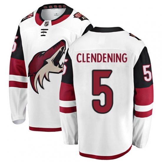 Men's Arizona Coyotes #5 Adam Clendening Authentic White Away Fanatics Branded Breakaway NHL Jersey - Ujersey