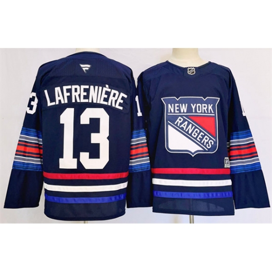 Men's New York Rangers #13 Alexis Lafreniere Navy 2024-25 Stitched Jersey - Ujersey