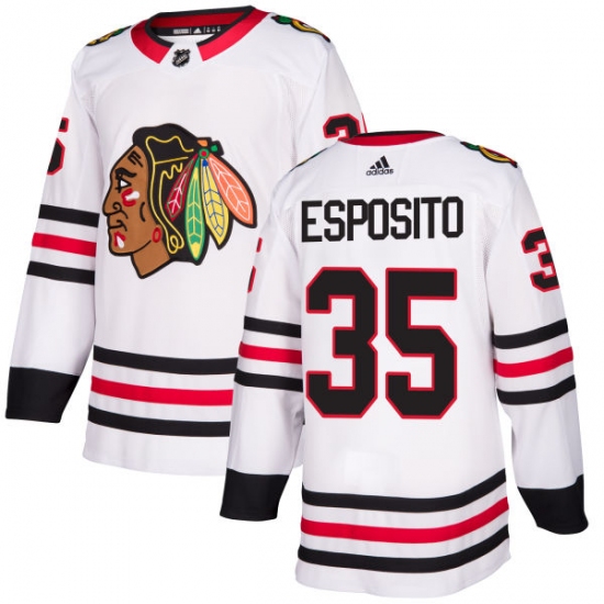 Women's Adidas Chicago Blackhawks #35 Tony Esposito Authentic White Away NHL Jersey - Ujersey