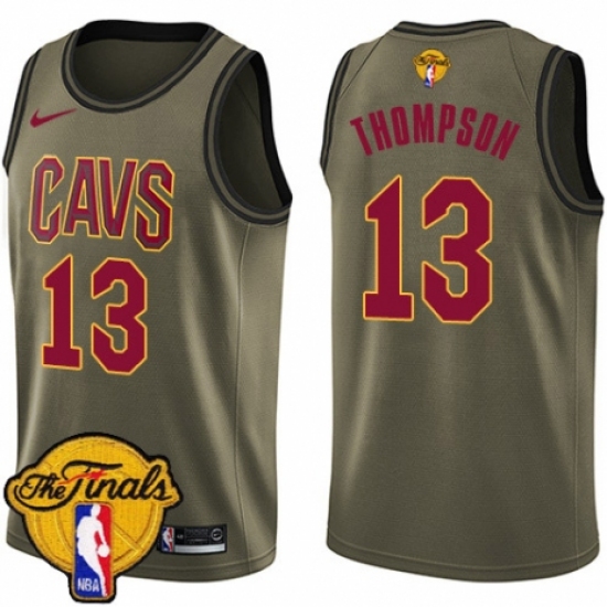 Men's Nike Cleveland Cavaliers #13 Tristan Thompson Swingman Green Salute to Service 2018 NBA Finals Bound NBA Jersey - Ujersey