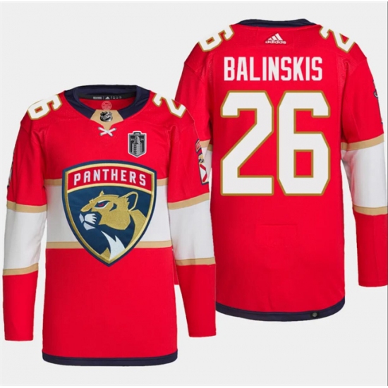 Men's Florida Panthers #26 Uvis Balinskis Red 2024 Stanley Cup Final Stitched Jersey - Ujersey