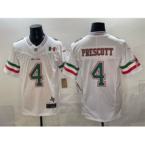 Men's Dallas Cowboys #4 Dak Prescott 2024 Mexico White F.U.S.E. Stitched Football Jersey - Ujersey