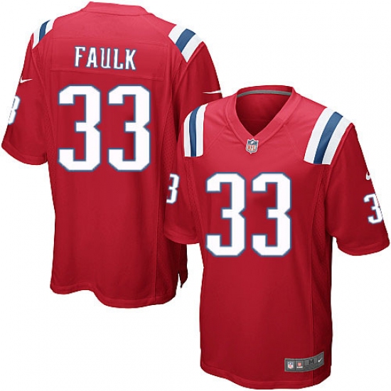 Men's Nike New England Patriots #33 Kevin Faulk Game Red Alternate NFL Jersey - Ujersey