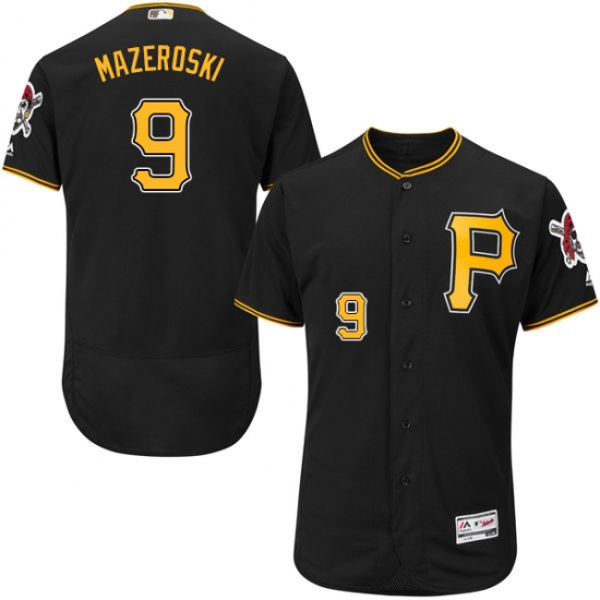 Men's Majestic Pittsburgh Pirates #9 Bill Mazeroski Black Alternate Flex Base Authentic Collection MLB Jersey - Ujersey