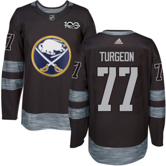Men's Adidas Buffalo Sabres #77 Pierre Turgeon Premier Black 1917-2017 100th Anniversary NHL Jersey - Ujersey