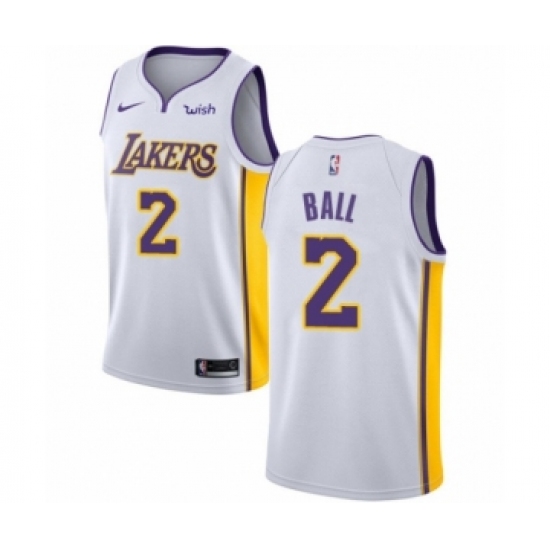 Youth Los Angeles Lakers #2 Lonzo Ball Swingman White Basketball Jersey - Association Edition - Ujersey
