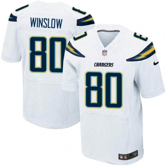 Men's Nike Los Angeles Chargers #80 Kellen Winslow Elite White NFL Jersey - Ujersey
