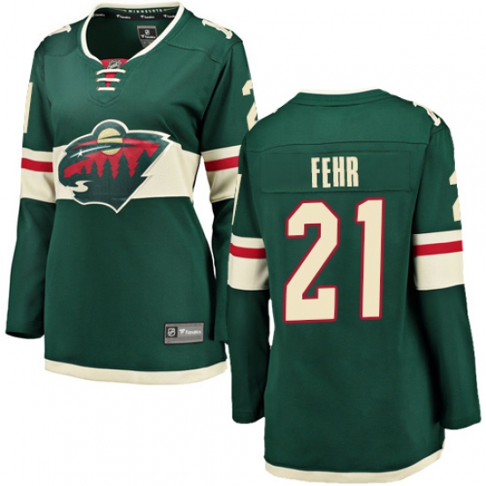Women's Minnesota Wild #21 Eric Fehr Authentic Green Home Fanatics Branded Breakaway NHL Jersey - Ujersey