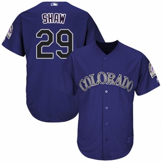 Youth Majestic Colorado Rockies #29 Bryan Shaw Authentic Purple Alternate 1 Cool Base MLB Jersey - Ujersey