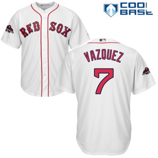 Youth Majestic Boston Red Sox #7 Christian Vazquez Authentic White Home Cool Base 2018 World Series Champions MLB Jersey - Ujersey